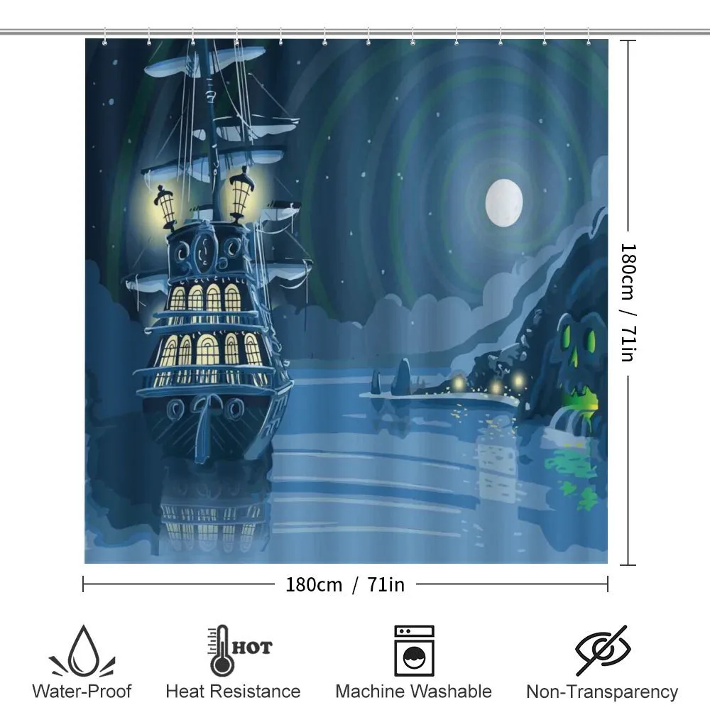 Cartoon Pirate Ship Moon — Detail 2