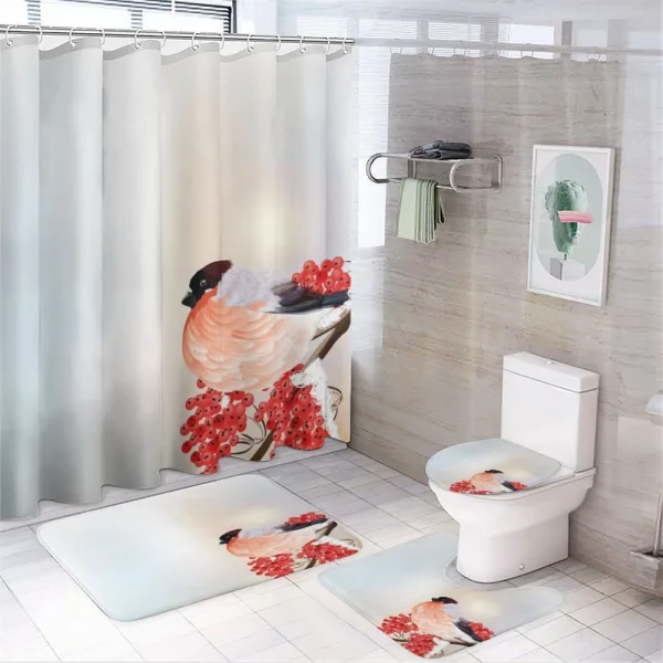 Christmas Themed Nature on a shower curtain