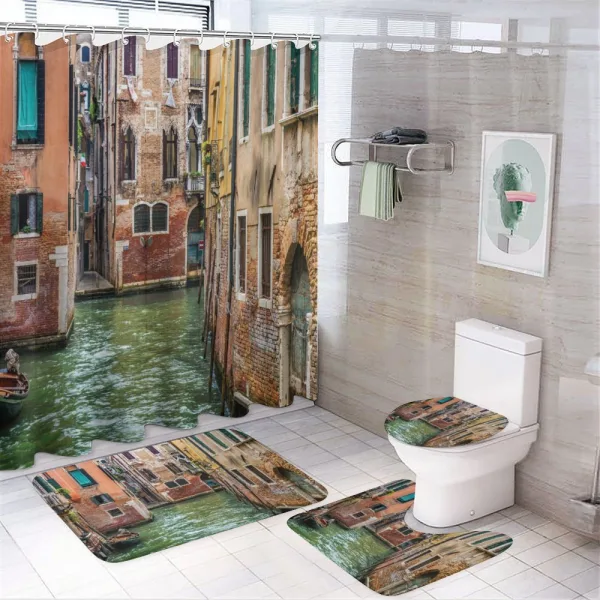 Famous Streets on Water on a shower curtain