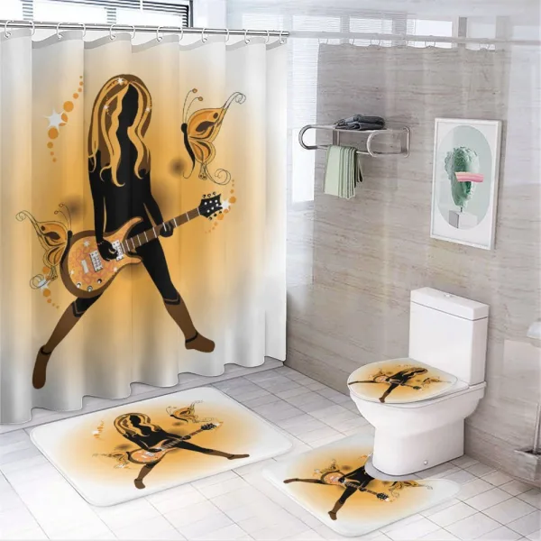 Girl Hair Guitar on a shower curtain