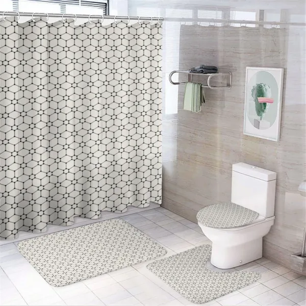 Grid Inspired Polygonals on a shower curtain
