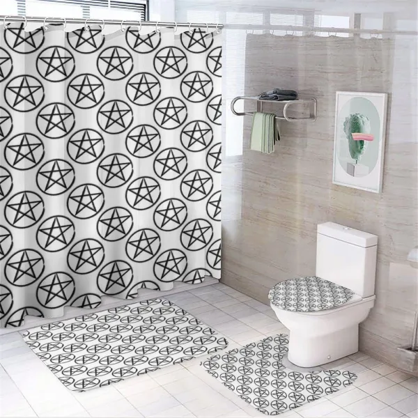 Pentagram Star in Circle on a shower curtain