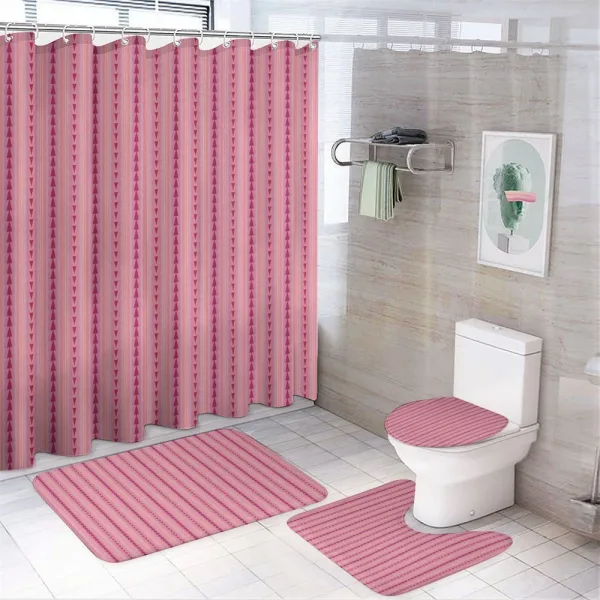 Pinkish Triangles on a shower curtain