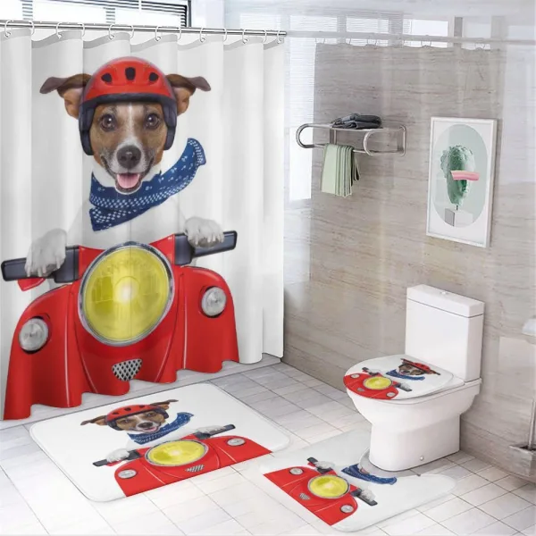 Puppy Pet Motorbike on a shower curtain