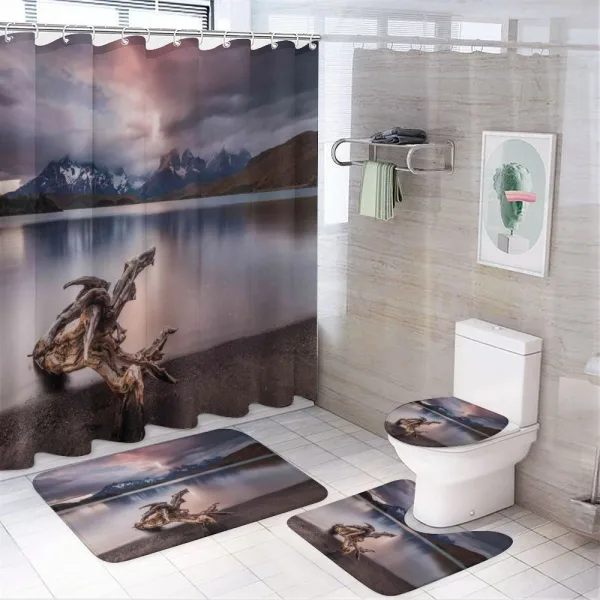 Reflections to Mountain on a shower curtain