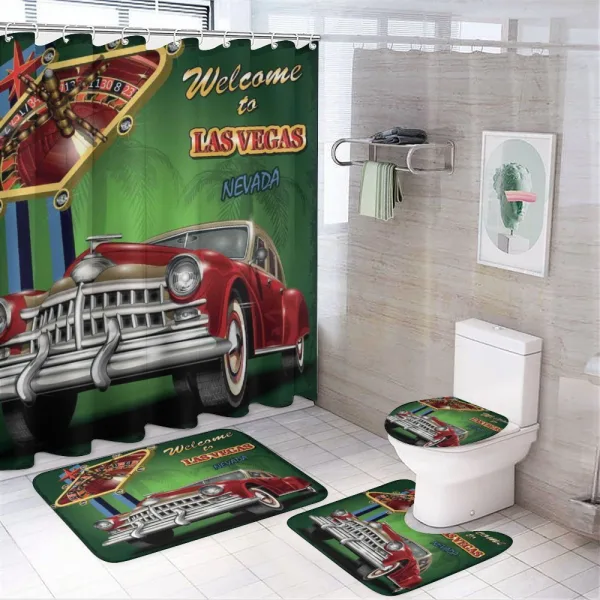 Retro Car Roulette Table on a shower curtain