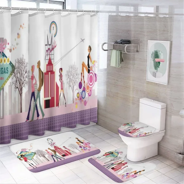 Teens Walking on Street on a shower curtain