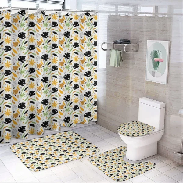 Tropical Foliage Silhouette on a shower curtain