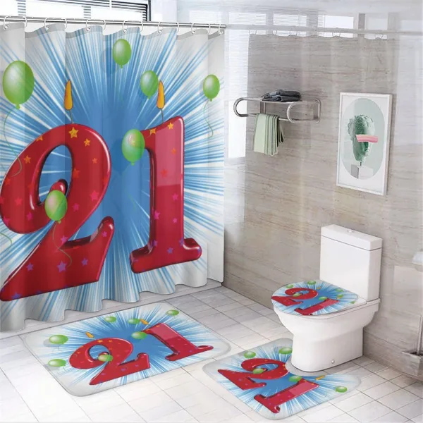 Abstract Balloons on a shower curtain