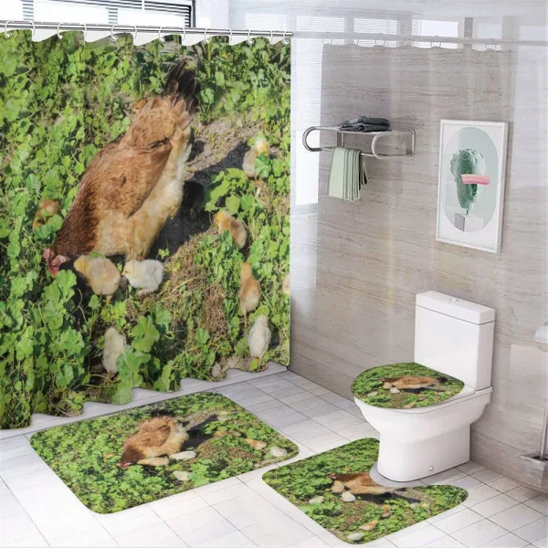 Animals on Shamrocks on a shower curtain