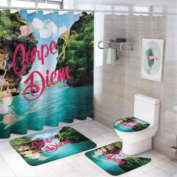 Carpe Diem Message on a shower curtain