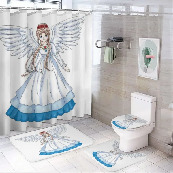 Cartoon with Angel Wings on a shower curtain