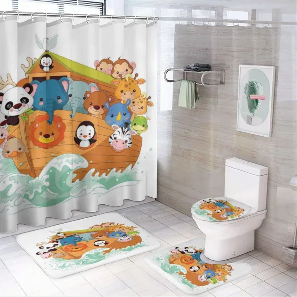 Colorful Ark Lions on a shower curtain