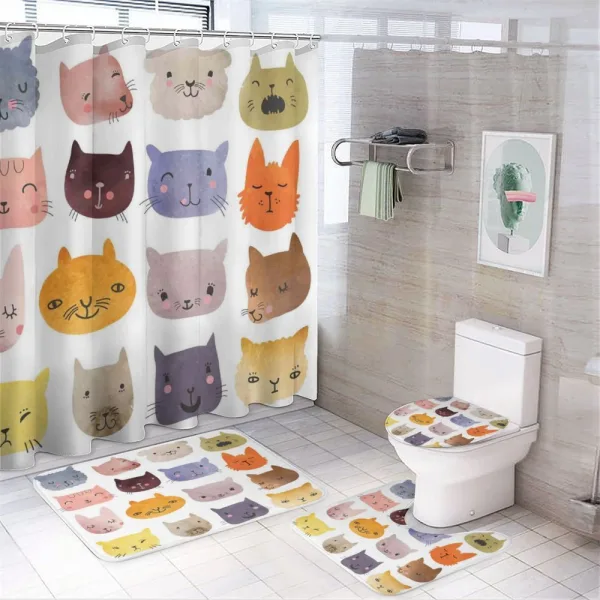 Colorful Humor Fun Cat on a shower curtain