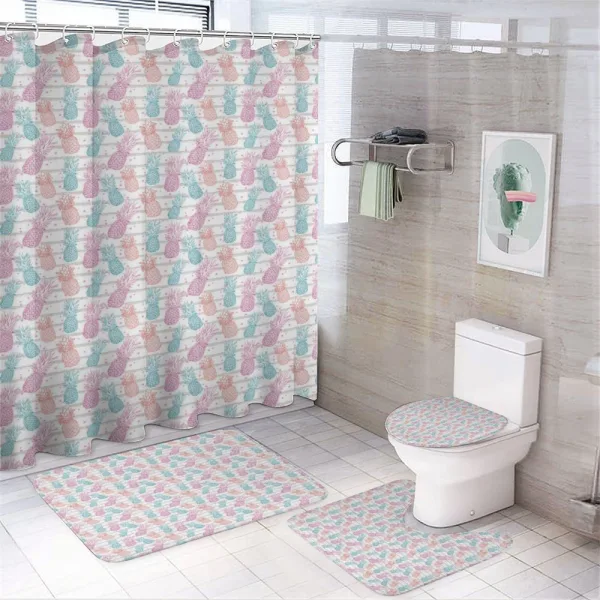 Colorful Pineapple Sketch on a shower curtain