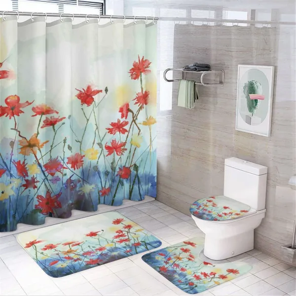 Composition of Plants on a shower curtain