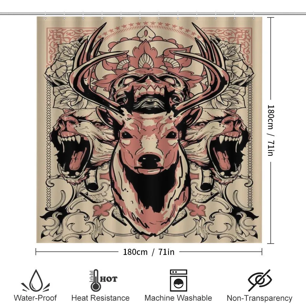 Floral Skull and Wolves — Detail 2