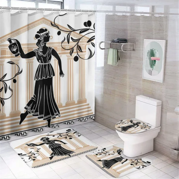 Greek Woman and Amphora on a shower curtain