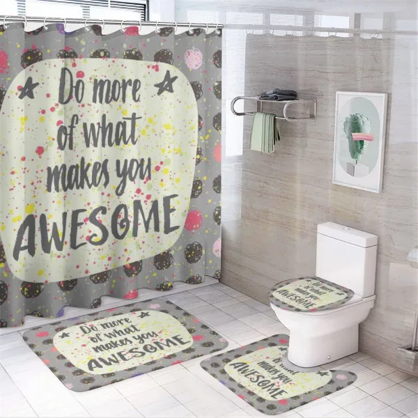 Hand Lettering Sign on a shower curtain