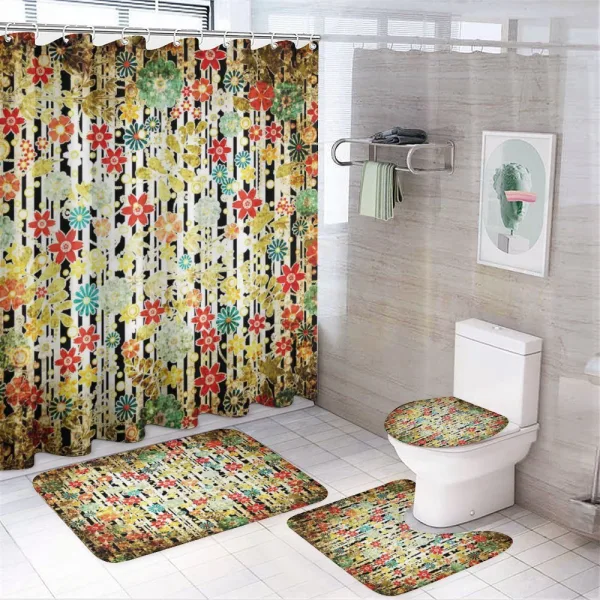 Ivy Leaves and Scenery on a shower curtain