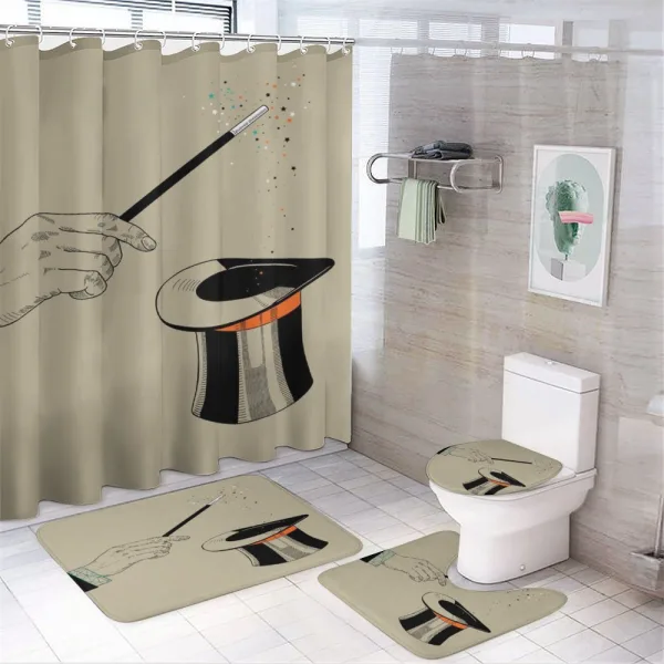 Magician Magic Wand and Hat on a shower curtain
