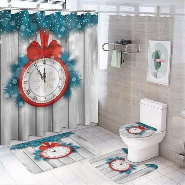Midnight Clock Pine on a shower curtain