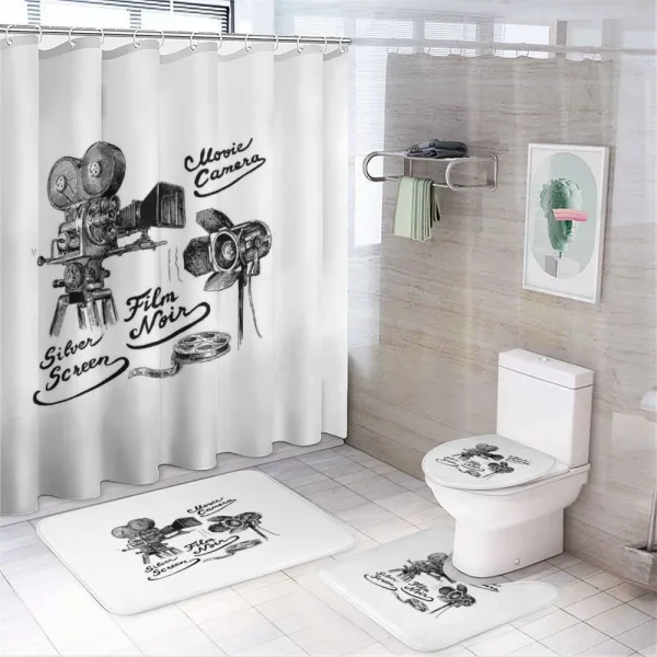 Old Equipment on a shower curtain