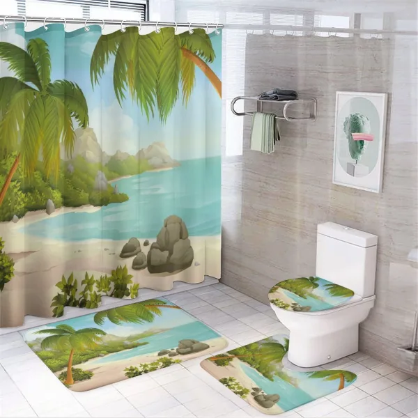 Palm Trees and Rocks on a shower curtain
