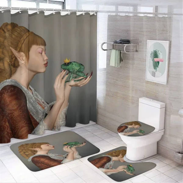 Princess Kissing Frog on a shower curtain