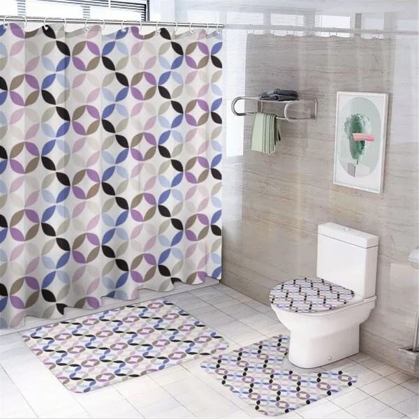Retro Circles Leaf on a shower curtain
