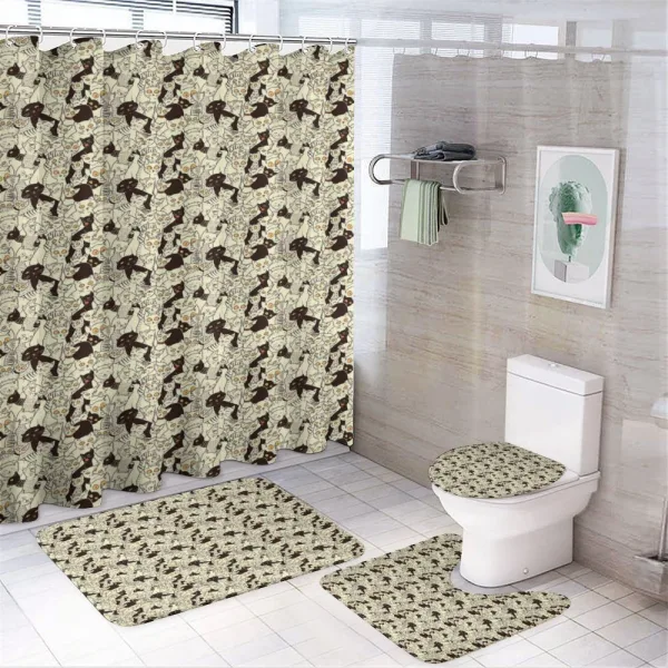 Sketch Style Kitten Design on a shower curtain