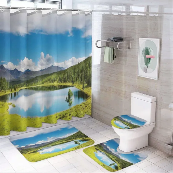 Sky Mountain Landscape on a shower curtain