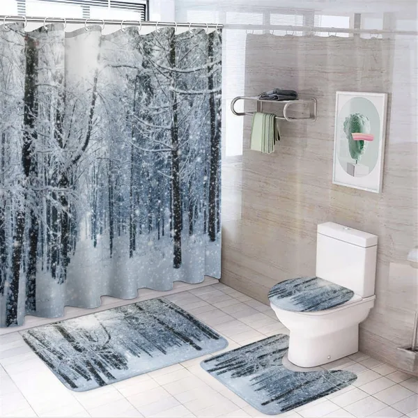 Snow Covered Forest on a shower curtain