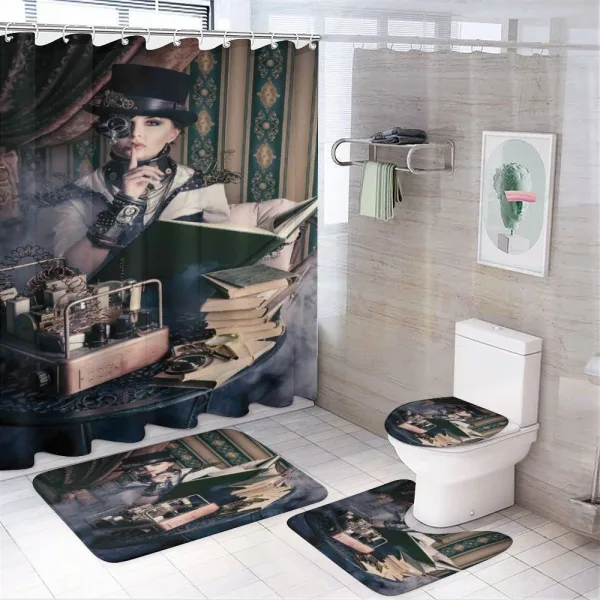 Steampunk Woman Vintage on a shower curtain