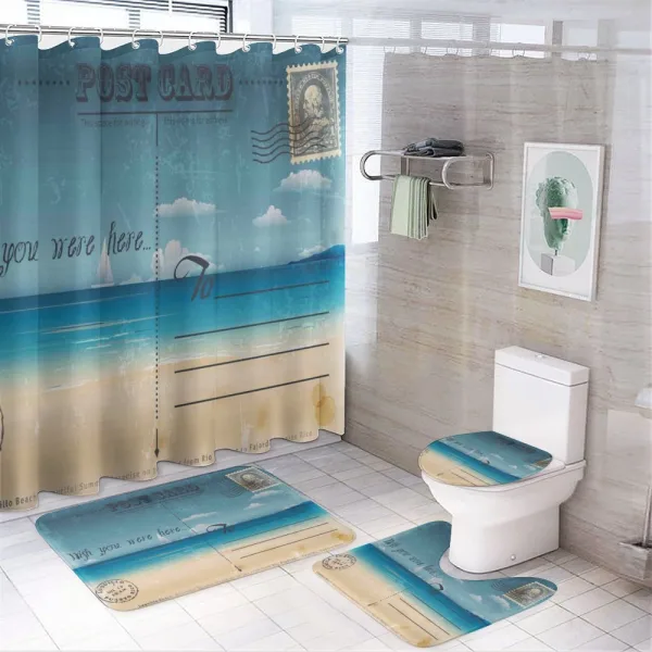 Summer Postcard Stamp on a shower curtain