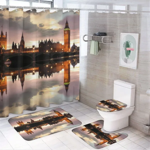 Surreal Evening Big Ben on a shower curtain