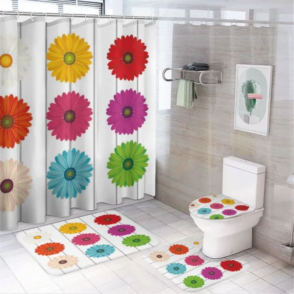 Vivid Petals on Stripe on a shower curtain