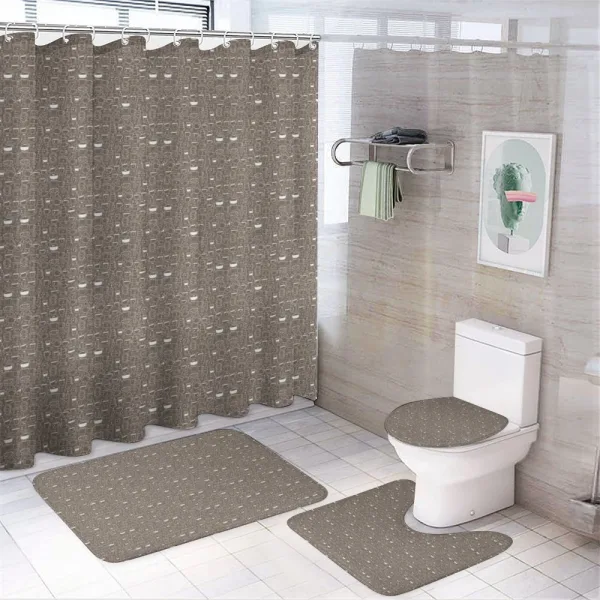 Warm Caffeine Drink and Food on a shower curtain