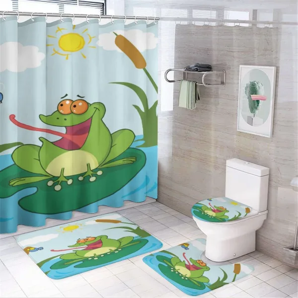 Animal on Pond Catches a Fly on a shower curtain