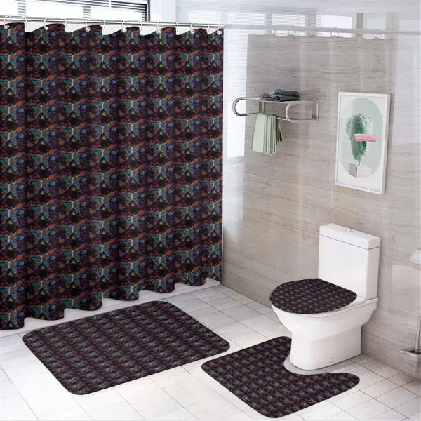 Aqua Ribcage with Flowers on a shower curtain