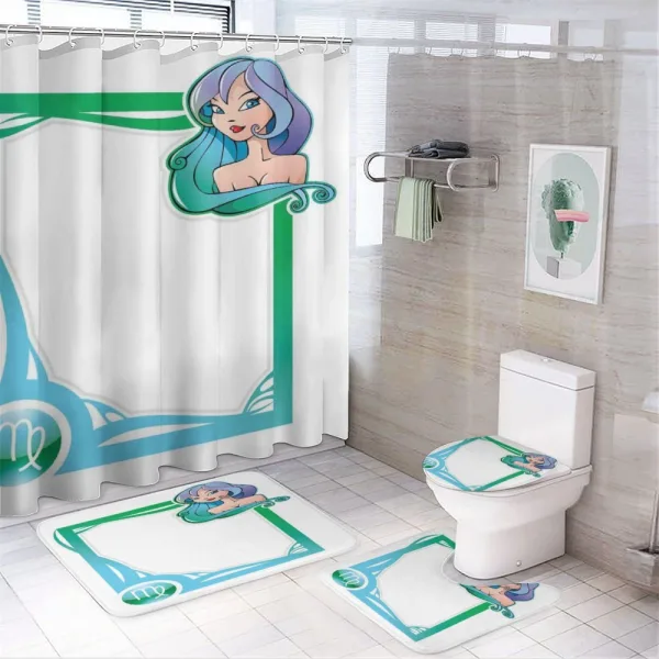Cartoon Frame Girl on a shower curtain