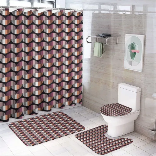 Colorful Stripes Crescents on a shower curtain