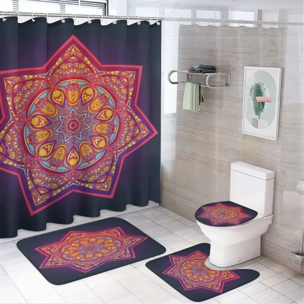 Geometric Tibetan Mandala on a shower curtain