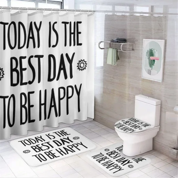 Hand-drawn Flowers Text on a shower curtain