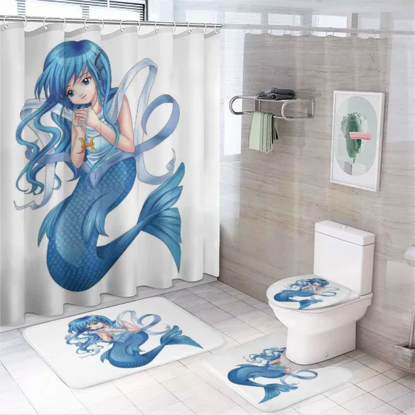 Manga Style Pisces Girl on a shower curtain