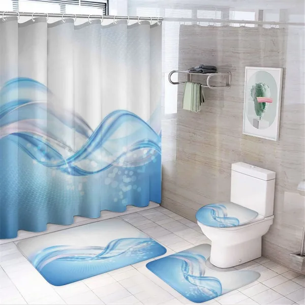 Modern Wavy Surfer on a shower curtain