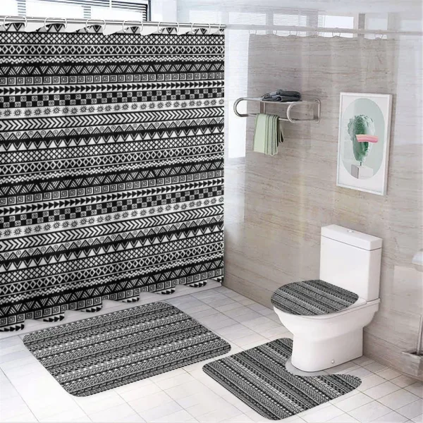 Monochrome Geometrical Tribal on a shower curtain