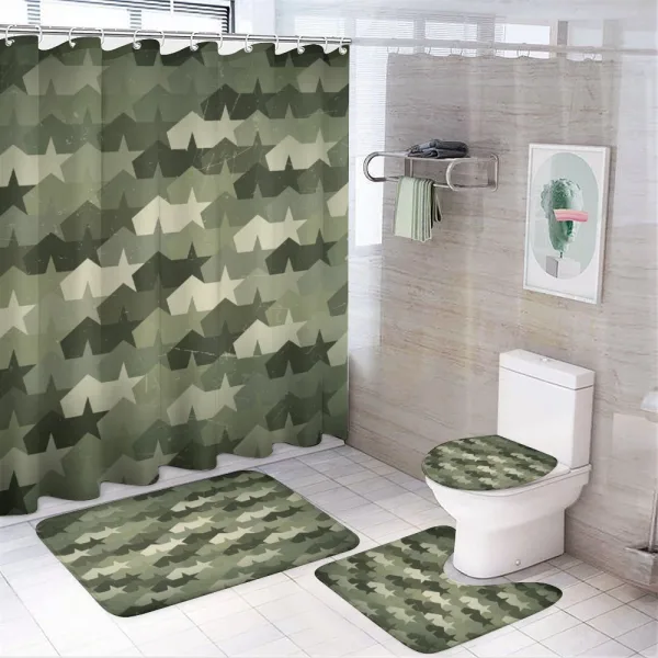 Mosaic Grunge Camo Worn on a shower curtain