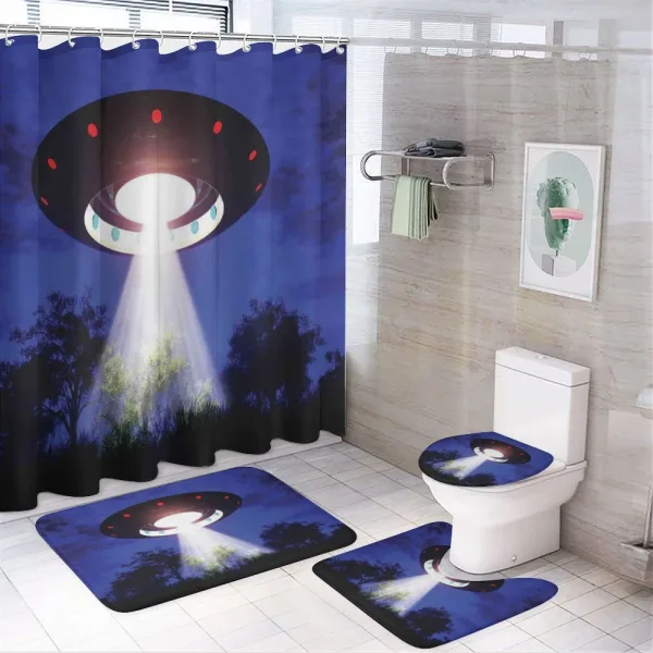 Night Scenery with Aliens Space on a shower curtain