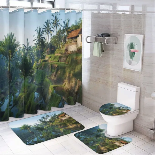 Palm Trees Morning on a shower curtain
